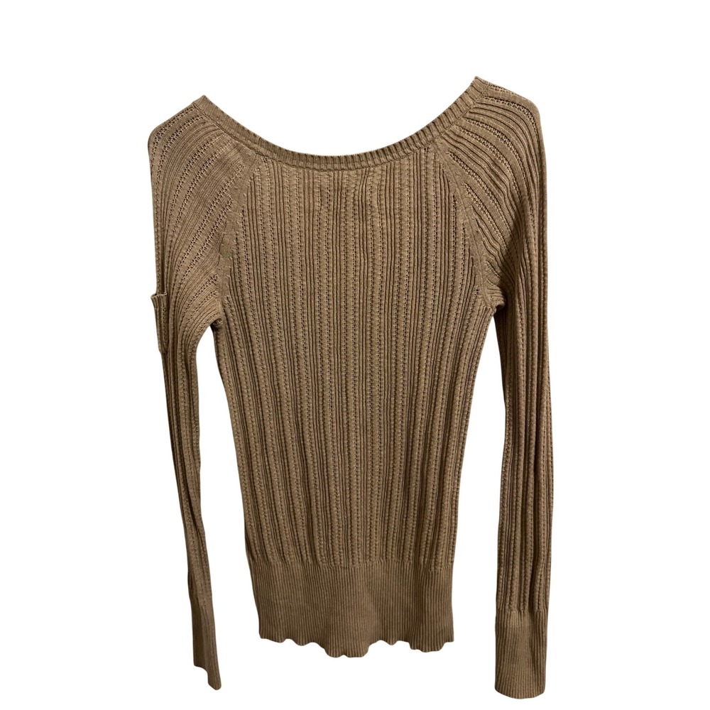 Vintage Old Navy Ribbed Cotton Sweater Neutral Tan M - Picture 6 of 8